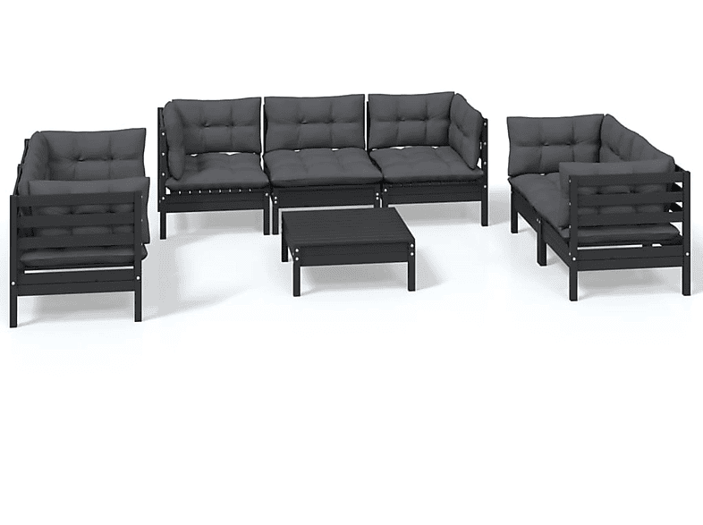 VIDAXL 3096266 Gartentisch- und Stuhlset, Schwarz