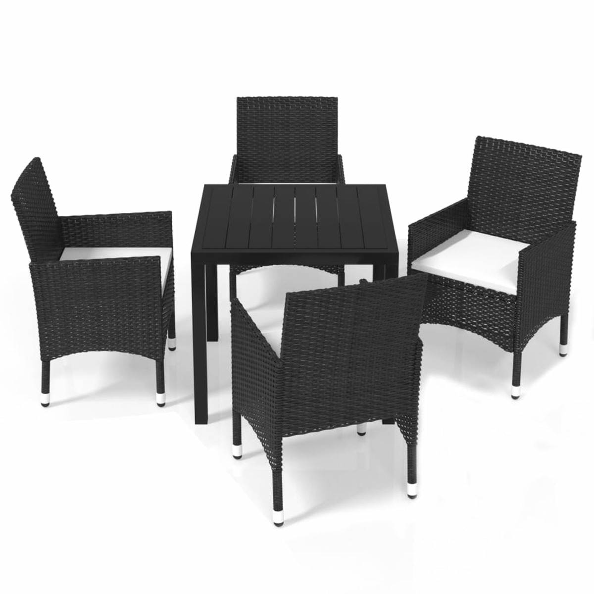 Gartentisch- Schwarz Stuhlset, VIDAXL und 3095010