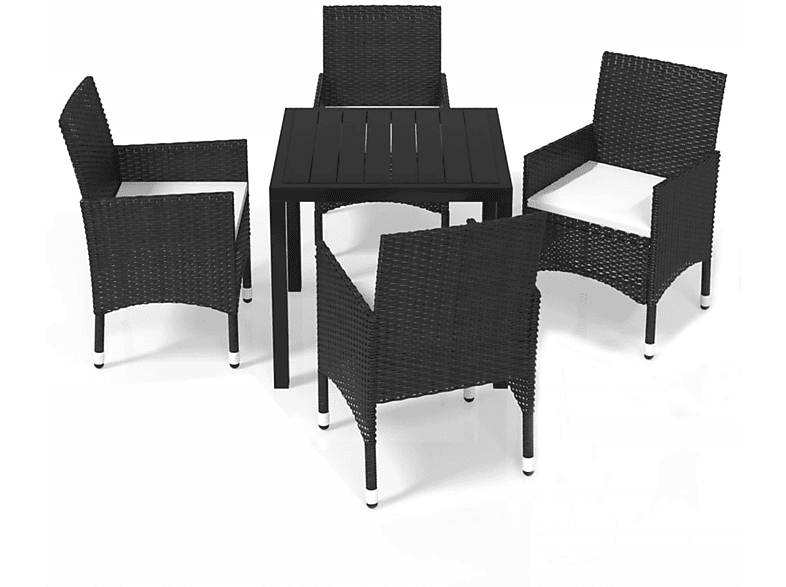 Gartentisch- Schwarz Stuhlset, VIDAXL und 3095010