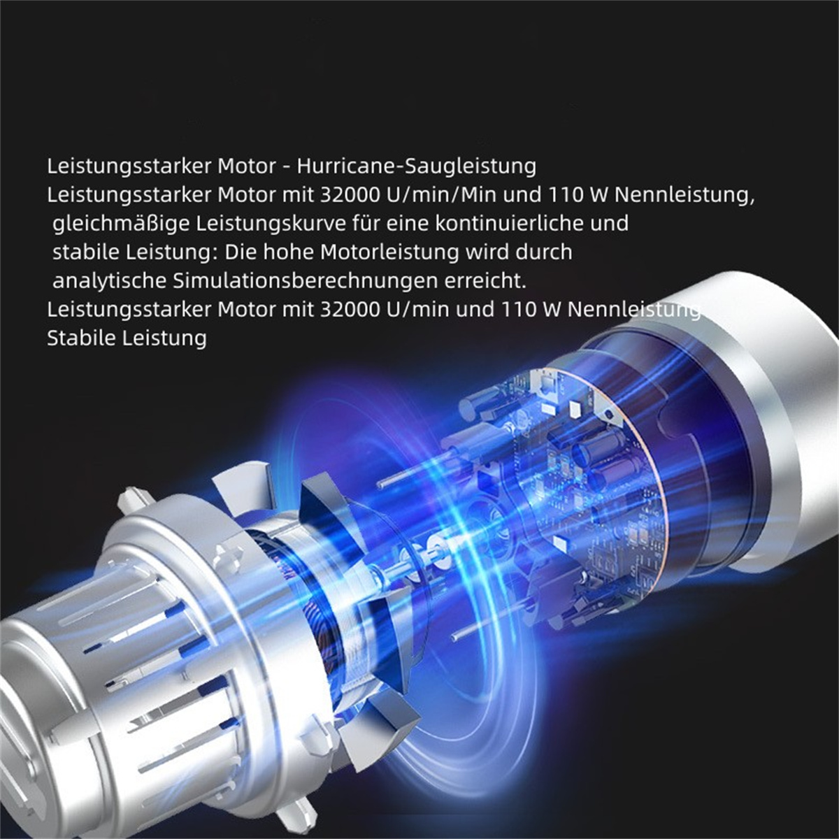 Nahaufnahme eines Autoscheinwerfers mit Text, der seine Eigenschaften beschreibt.