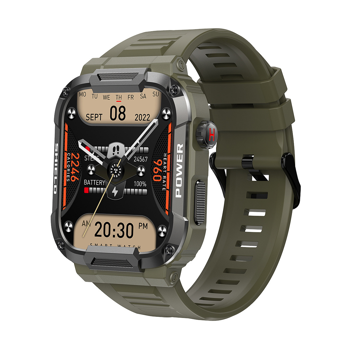 Gesundheit Herzfrequenz Schwarz Uhr Smartwatch Bluetooth Schwarz Eloxiertes 22 SYNTEK Silikon, Aluminium-Metall Smartwatch mm, Sport Blutdruck