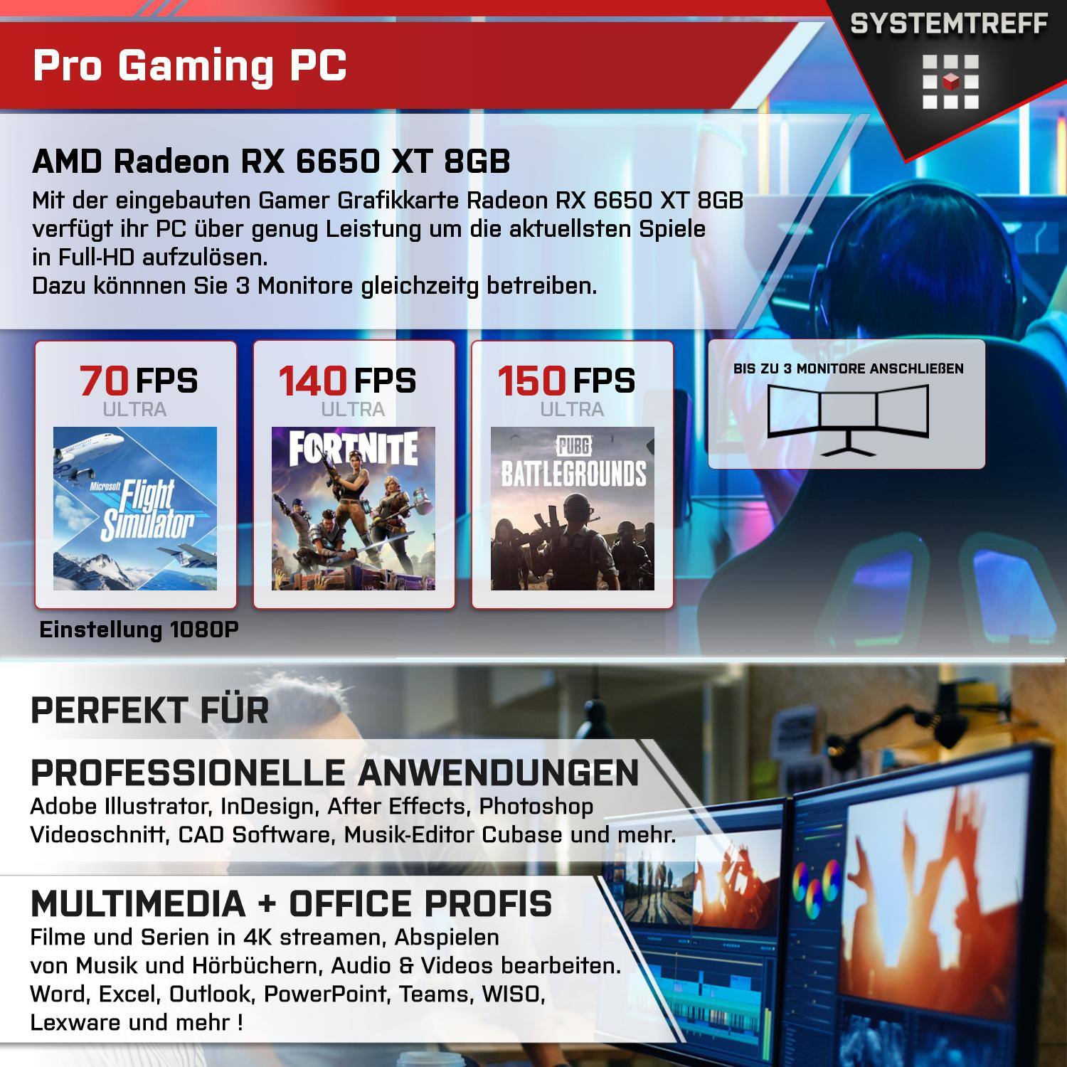 SYSTEMTREFF Gaming AMD 1000 GB Radeon mit Intel i5-13600KF Core 8GB 8 PC GB Komplett GB 16 Prozessor, RAM, XT mSSD, Komplett 6650 i5-13600KF, GDDR6, RX
