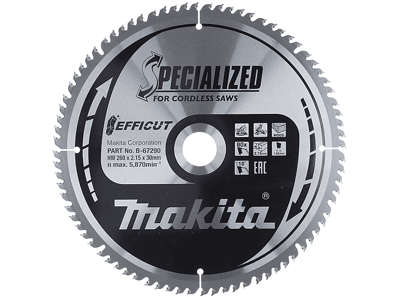 Sägeblatt, MAKITA EFFICUT CMSXF26080G Schwarz