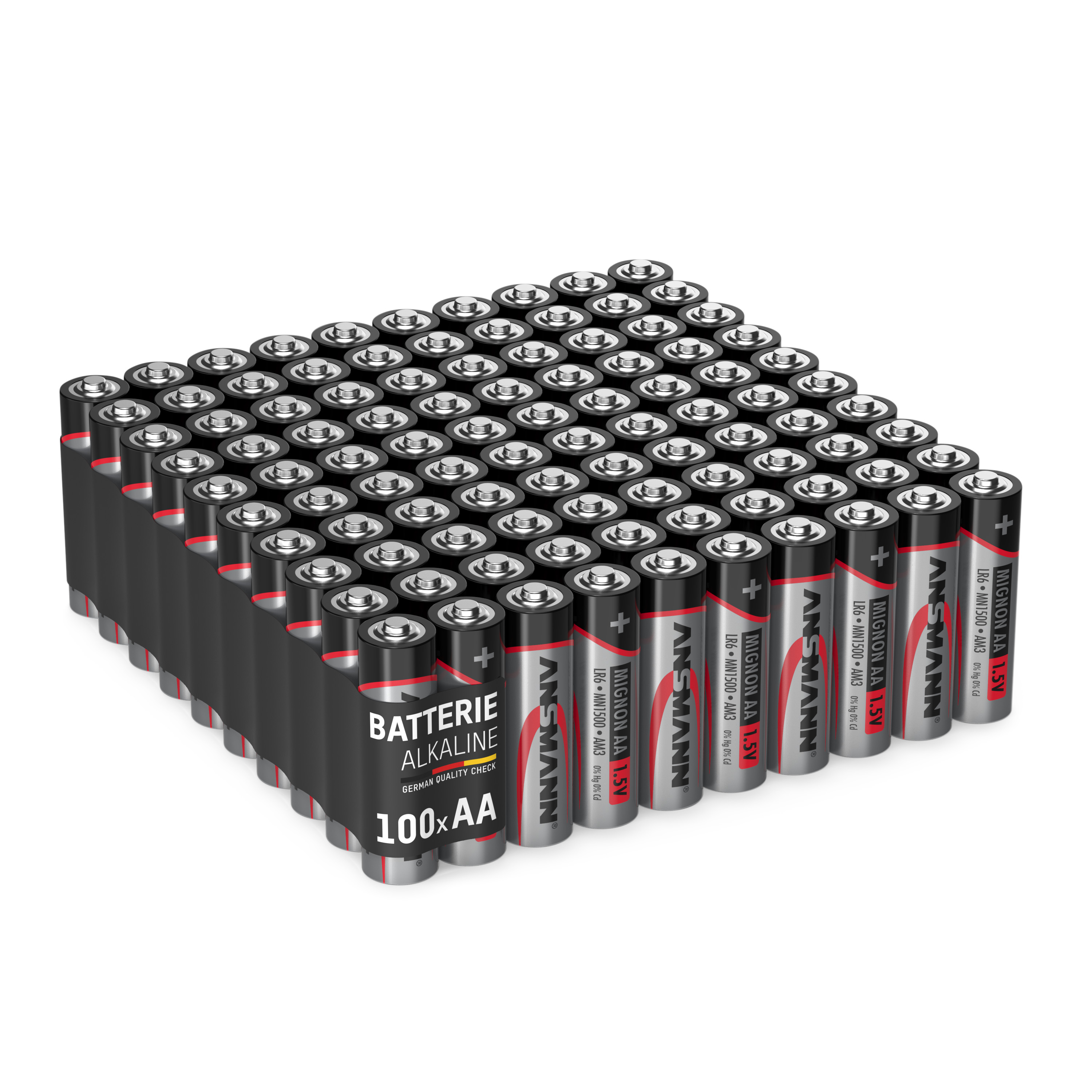 ANSMANN AA Mignon Batterie, AA 1,5V Stück 1.5 Micro LR6 Mignon Volt Vorratspack) AA, Alkaline - (100 Alkaline