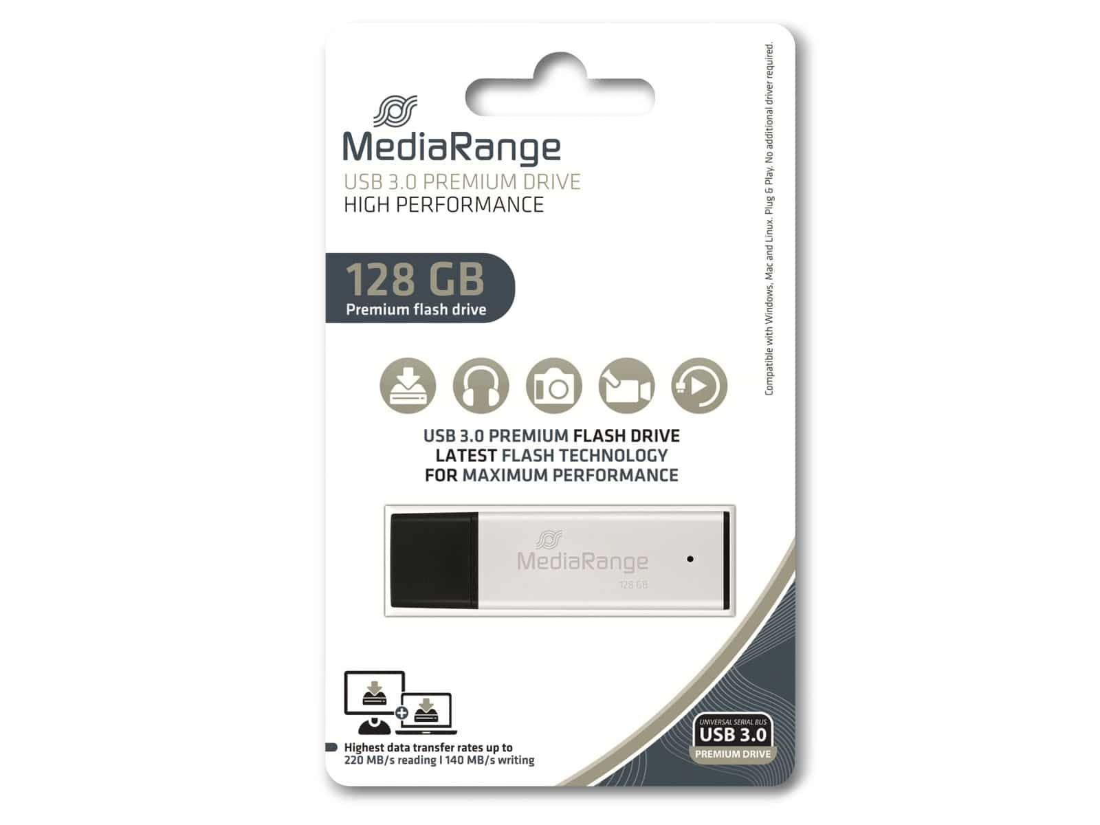 3.0, GB) 128 USB-Stick (schwarz/silber, USB-Stick GB 128 USB MR1902, MEDIARANGE