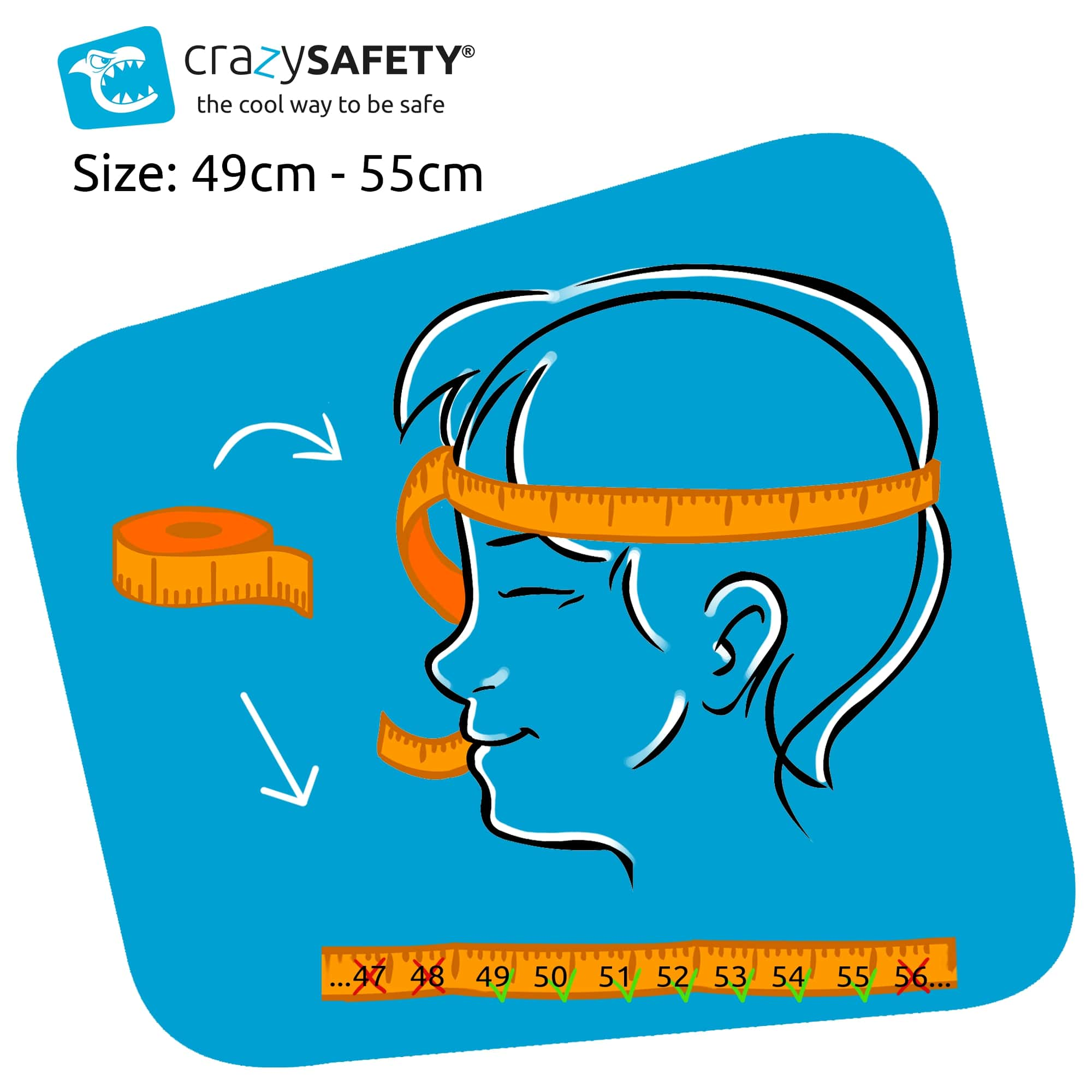 CRAZY Geprüft, Kinder Weisser Hase EN1078 49-55cm Fahrradhelm | | White) für Crazy cm, SAFETY | Safety