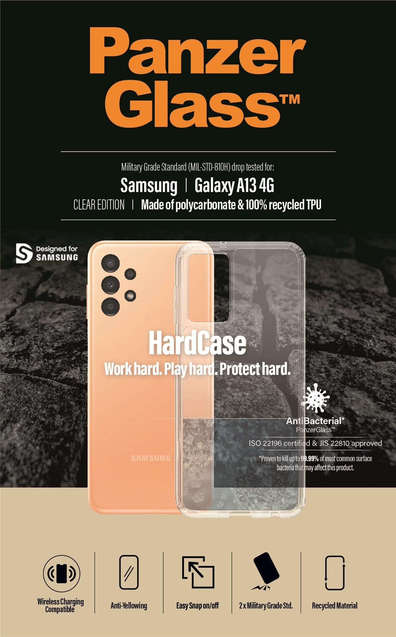 4G, Klar, Samsung, Transparent Backcover, A13 PANZERGLASS