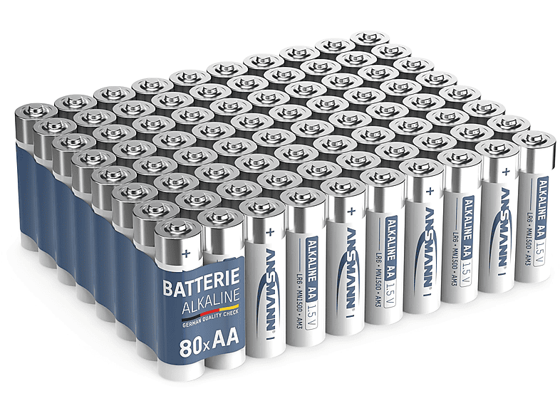 ANSMANN AA Mignon 1,5V - Alkaline (80 Volt Alkaline Vorratspack) Stück Batterie LR6 AA Mignon, Batterie, Mignon AA 1.5