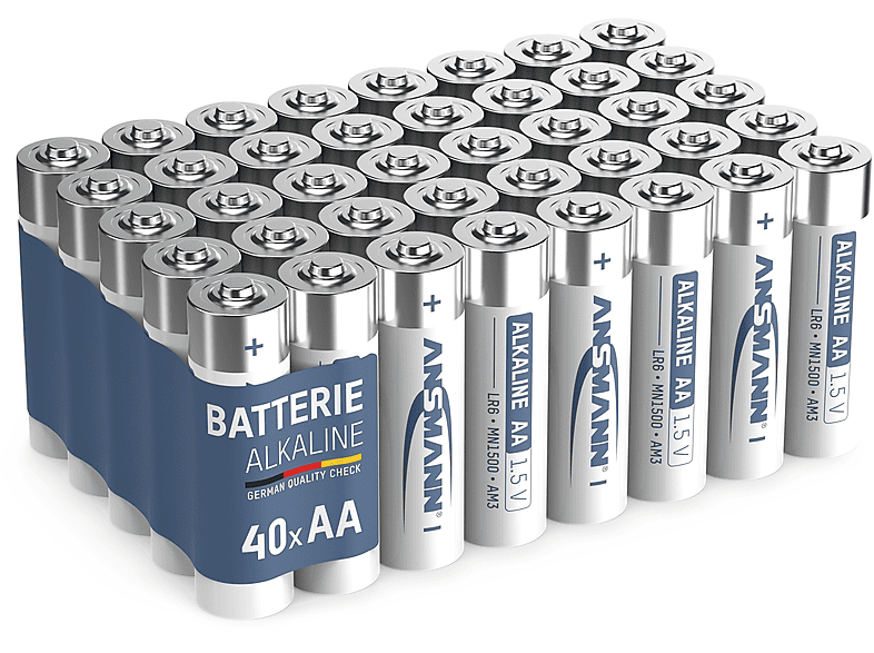 ANSMANN AA Mignon 1,5V Alkaline LR6 - (40 Stück Vorratspack) Mignon AA Batterie, Alkaline Batterie AA Mignon, 1.5 Volt