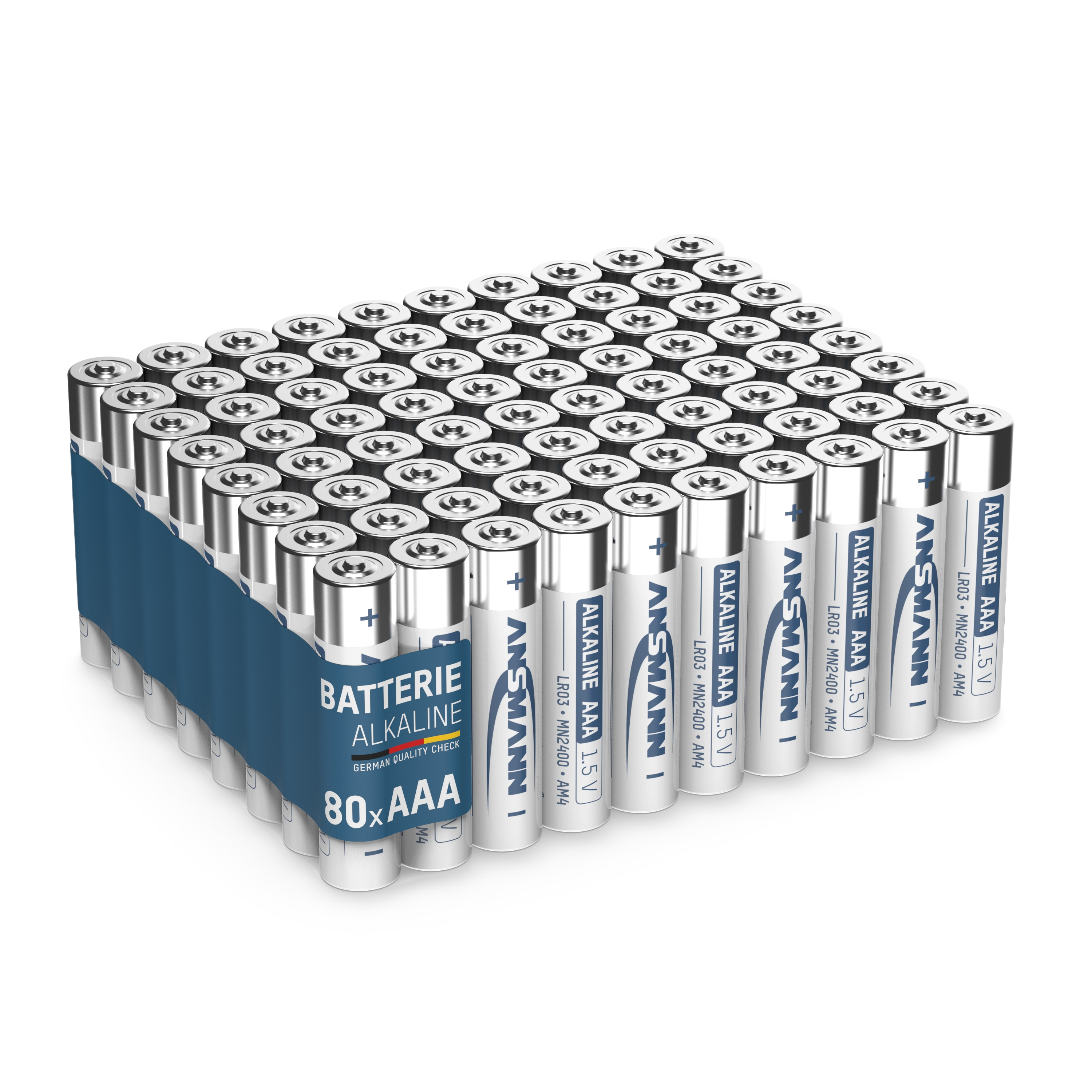 AAA Batterie (80 1.5 AAA Micro, Batterie, Micro Alkaline Micro ANSMANN AAA 1,5V Vorratspack) Stück LR03 Volt Alkaline -