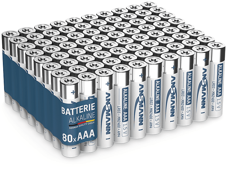 ANSMANN AAA Micro 1,5V Alkaline LR03 - (80 Stück Vorratspack) Micro AAA Batterie, Alkaline Batterie AAA Micro, 1.5 Volt | Batterien