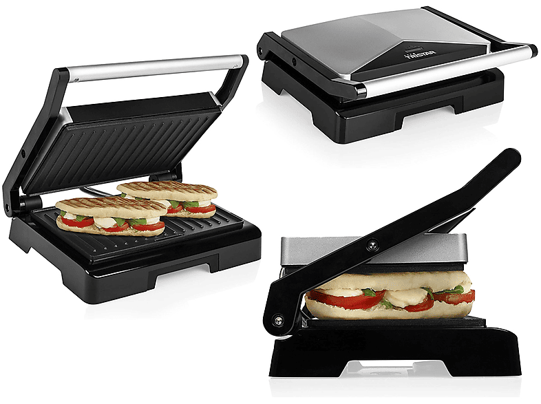 TRISTAR Kompakter Elektro Kontaktgrill, Kontaktgrill Tischgrill Fat Multigrill, Paninimaker, mit Schwimmdeckel Low