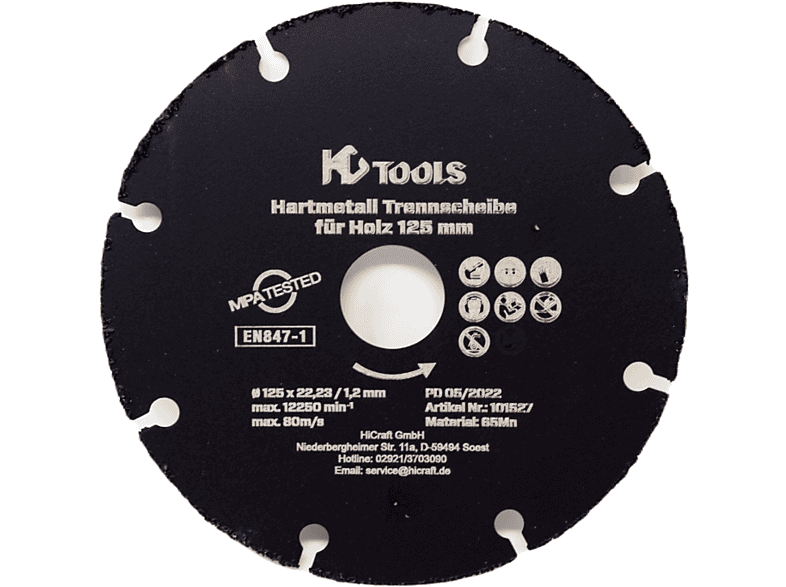 HC TOOLS YF-AGCD02 Trennscheibe, Schwarz