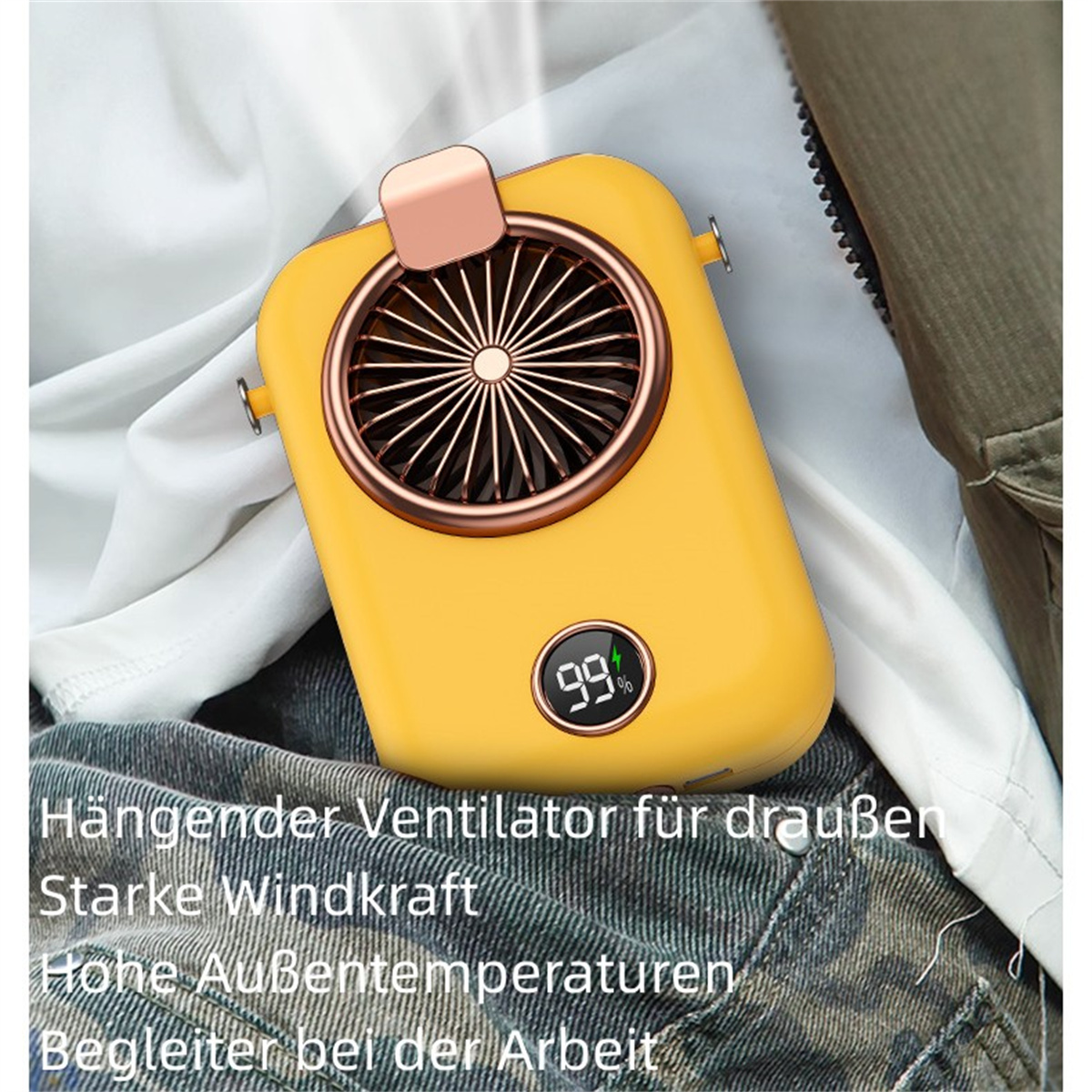 SYNTEK Schwarz Kleiner Hängend Tragbar Schwarz Wiederaufladbar Kühlend Kompaktventilator Taille Fan Ventilator