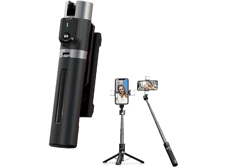 INF Stativ-Selfie-Stick ausziehbarer Handyhalter, Handyständer Bluetooth mit kabelloser Schwarz