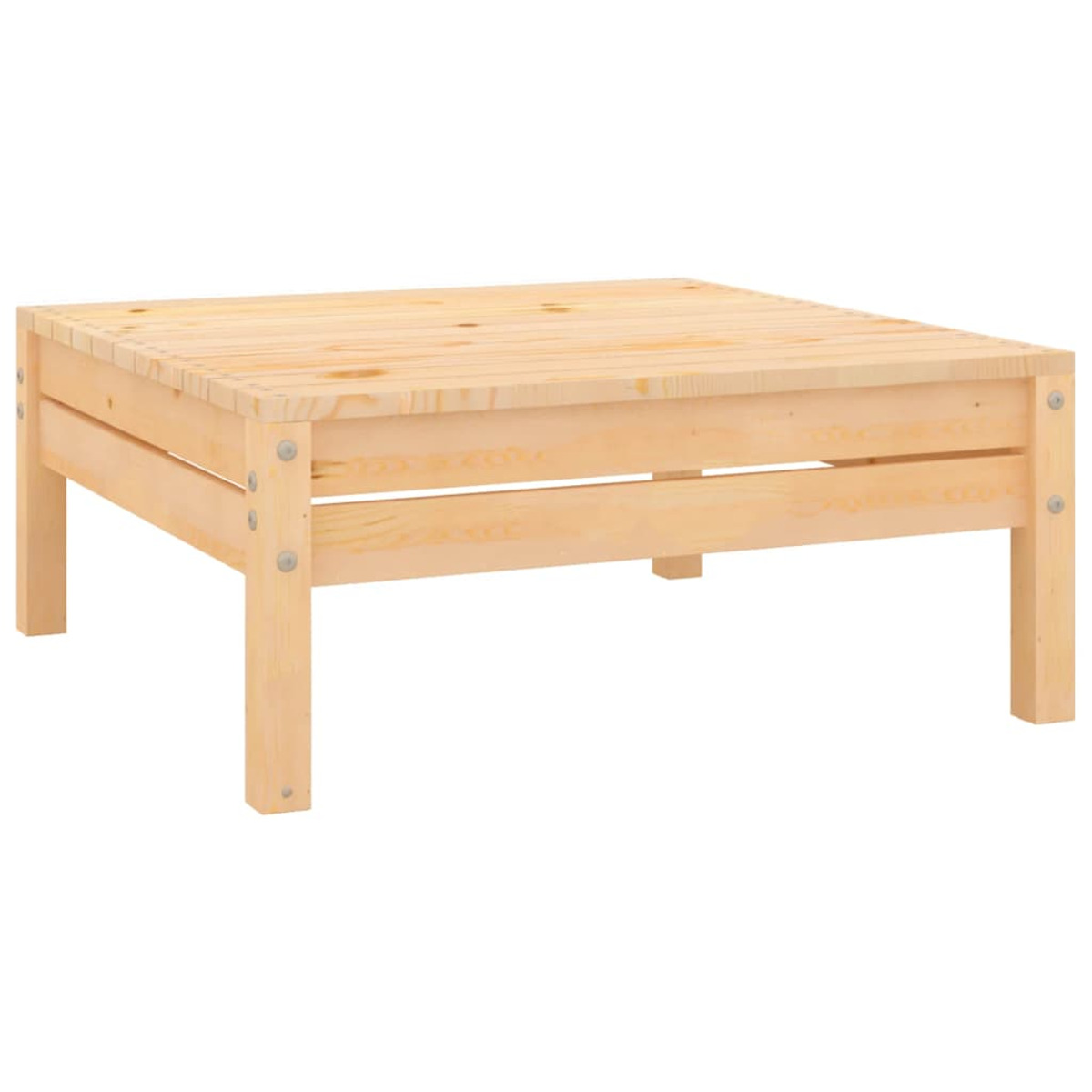 Quadratischer Couchtisch aus Holz: natürliche Holzfarbe, schlichtes Design, auf weißem Hintergrund.