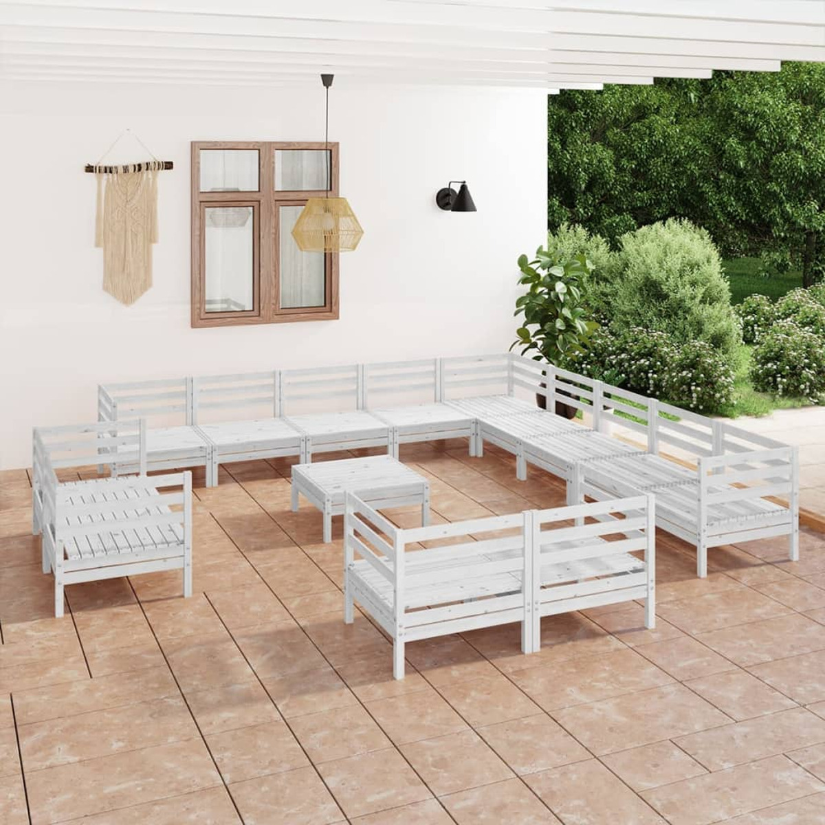 VIDAXL 3083240 Gartentisch- und Weiß Stuhlset