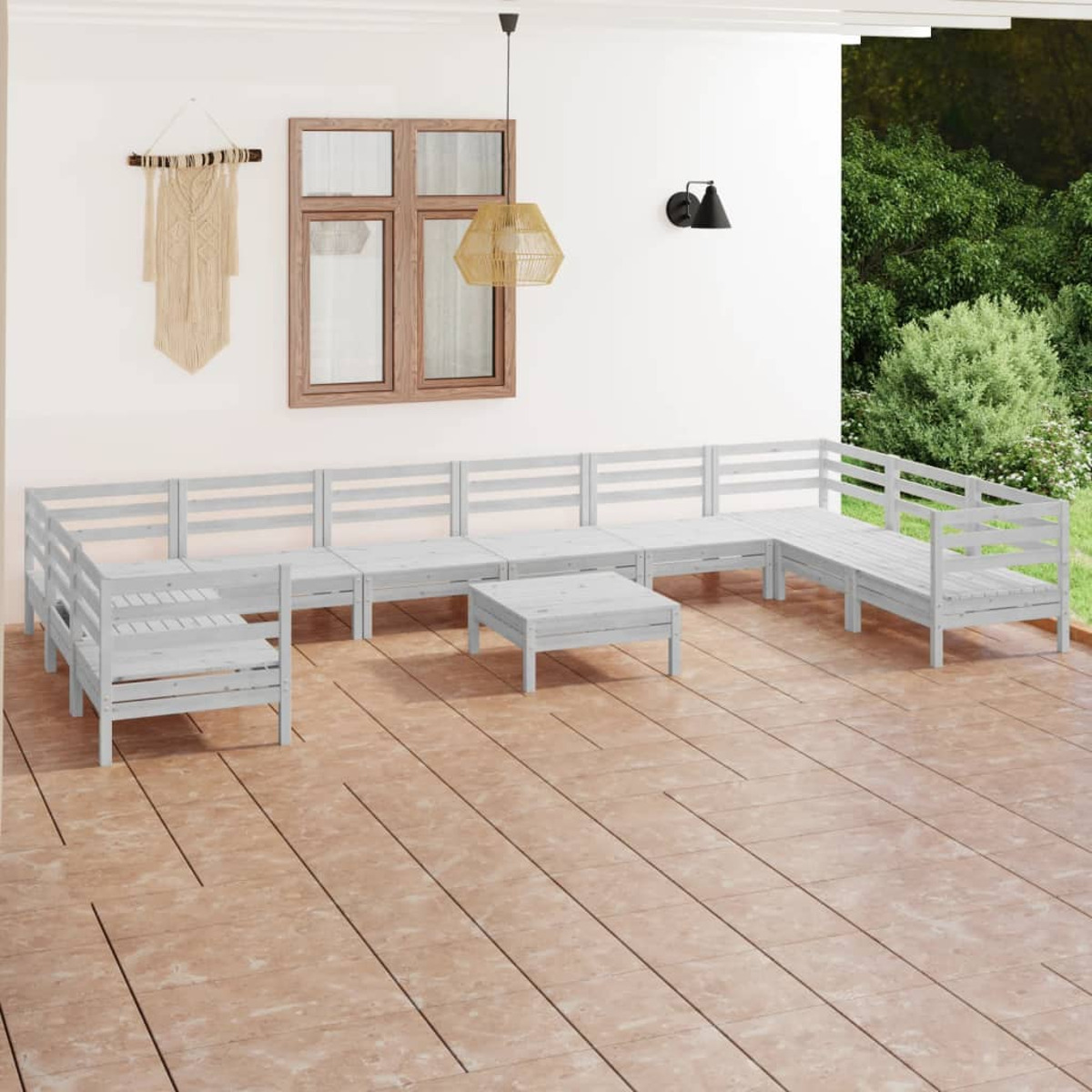 VIDAXL 3083550 Gartentisch- und Weiß Stuhlset