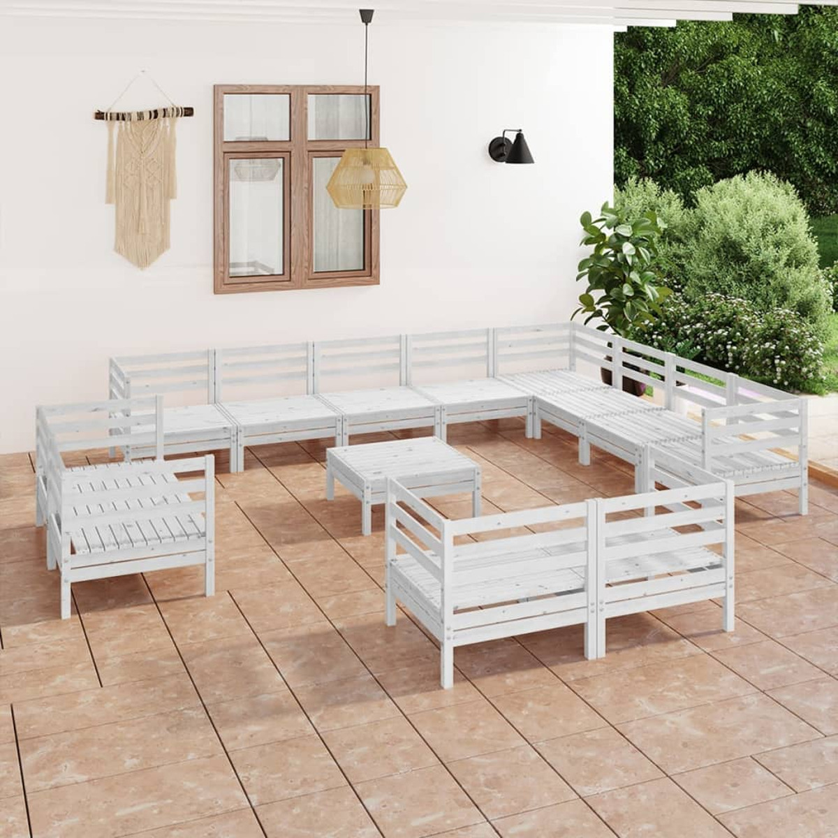 VIDAXL 3083230 Gartentisch- und Stuhlset, Weiß