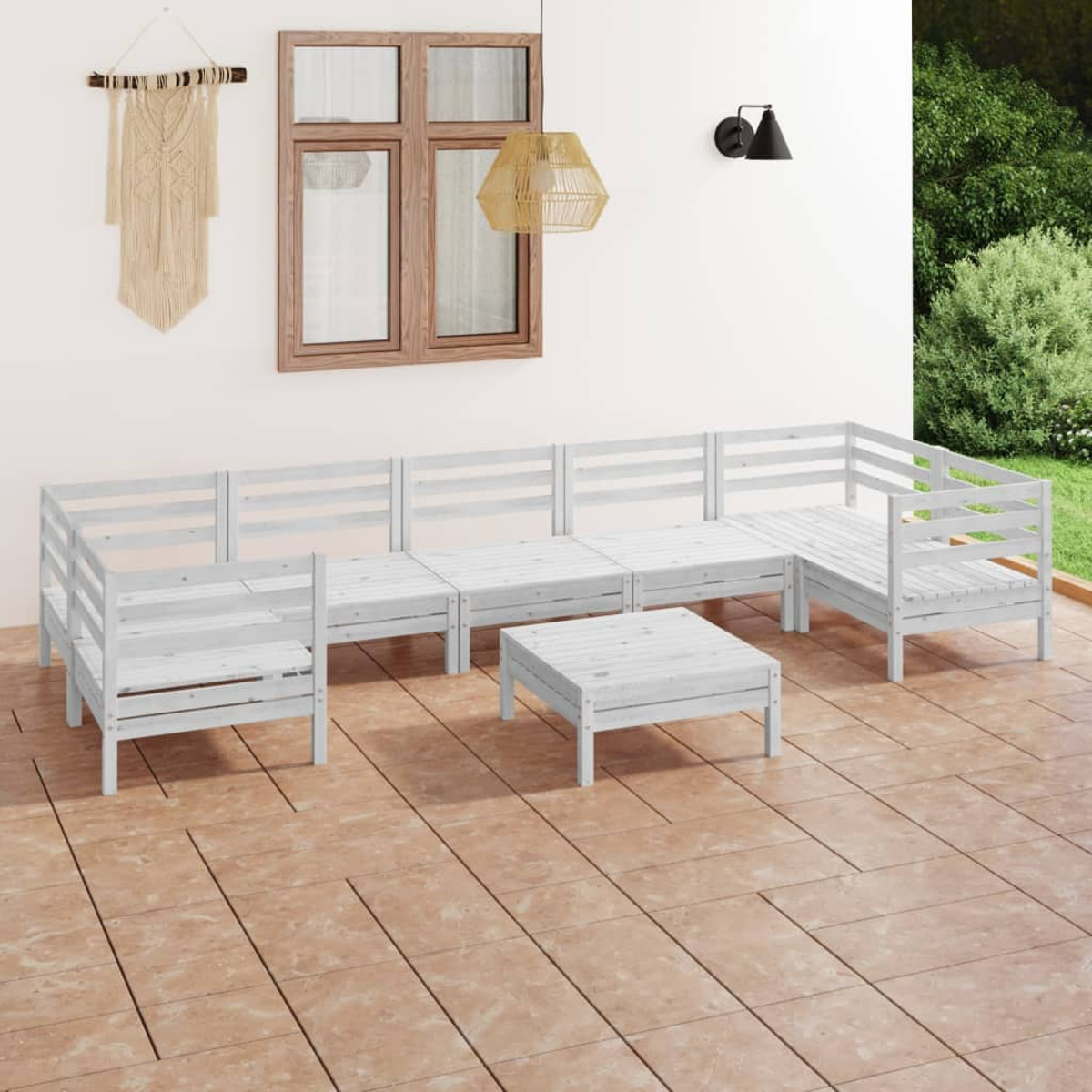 Weiß und Gartentisch- Stuhlset, 3083530 VIDAXL