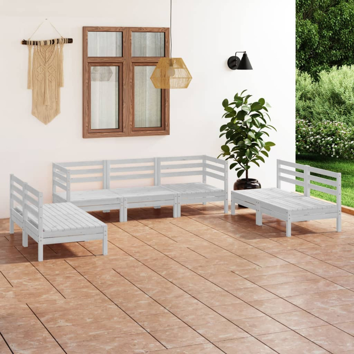 Gartentisch- Stuhlset, 3082563 VIDAXL und Weiß