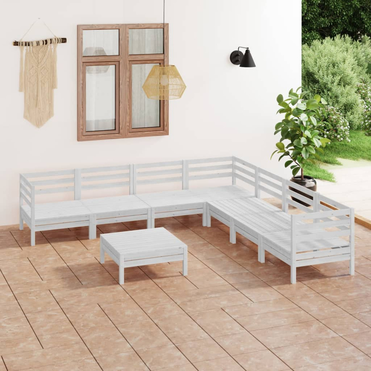 VIDAXL 3083100 Gartentisch- Stuhlset, Weiß und