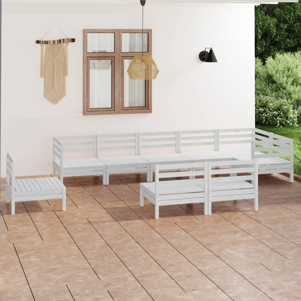 Gartentisch- und Weiß Stuhlset, 3082905 VIDAXL
