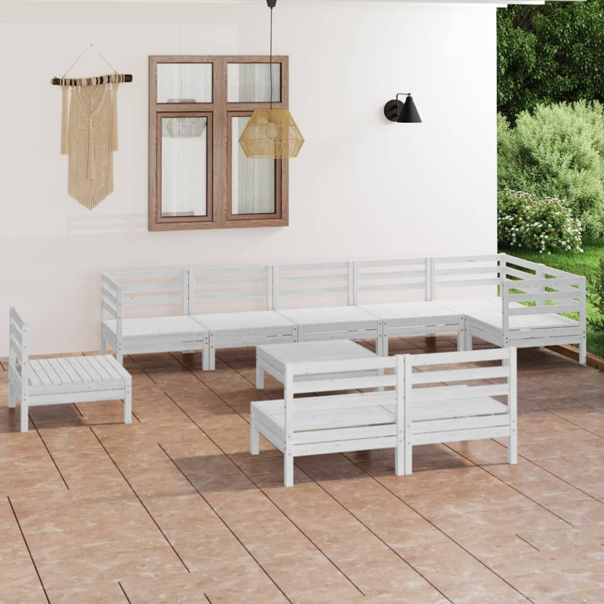VIDAXL 3082910 Gartentisch- Stuhlset, Weiß und