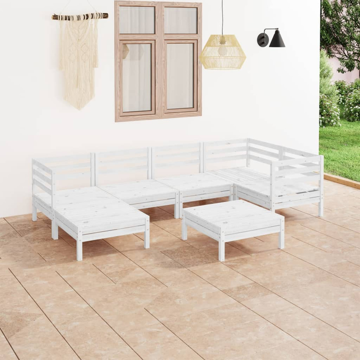 VIDAXL 3082960 Gartentisch- und Weiß Stuhlset