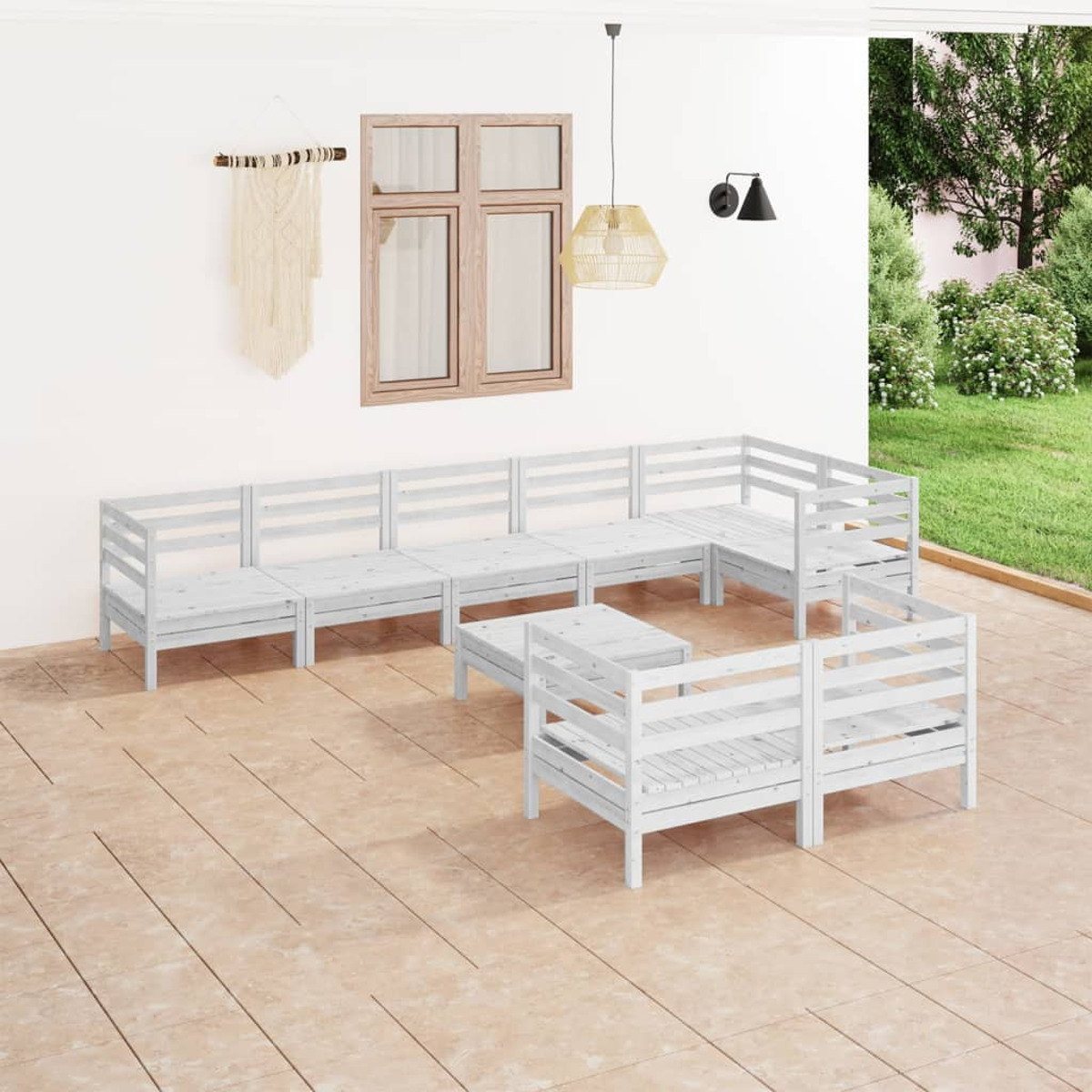 VIDAXL 3082930 Gartentisch- Stuhlset, und Weiß