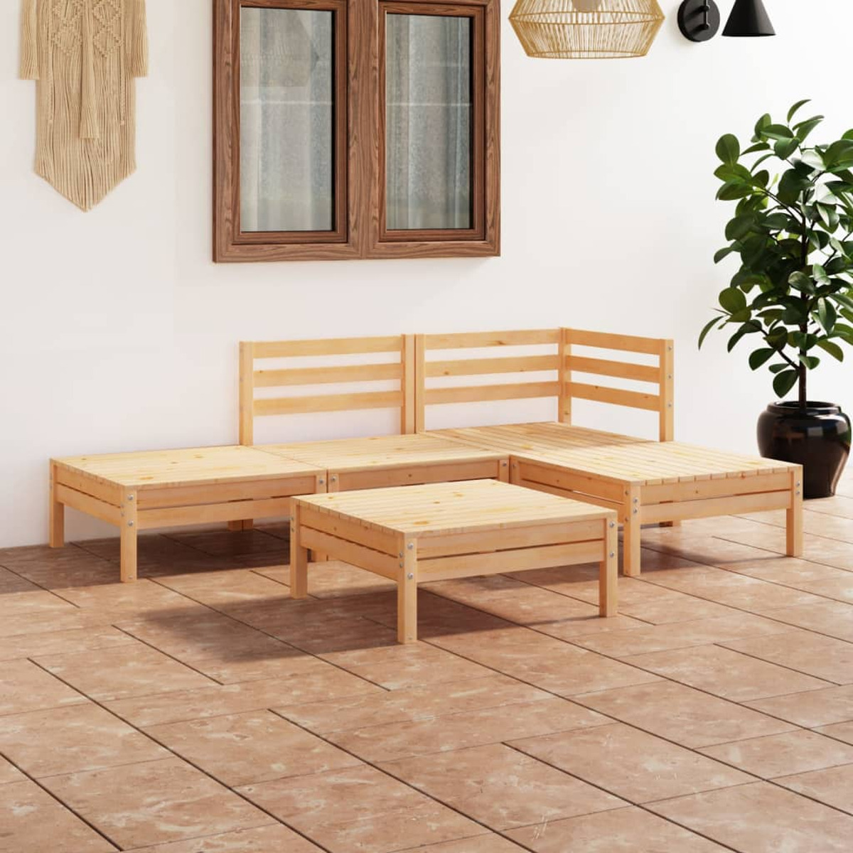 3082622 Stuhlset, Gartentisch- VIDAXL Braun und