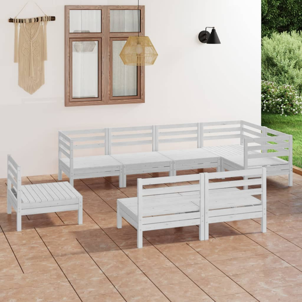 VIDAXL 3082895 Gartentisch- Stuhlset, Weiß und