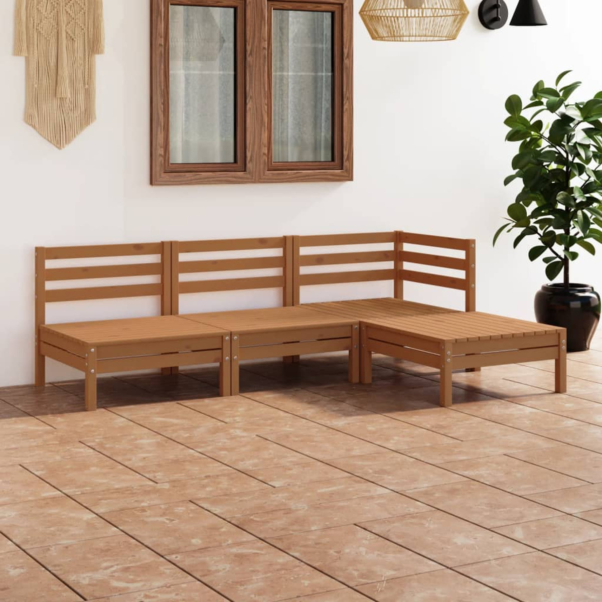Gartentisch- Stuhlset, VIDAXL und Braun 3082630