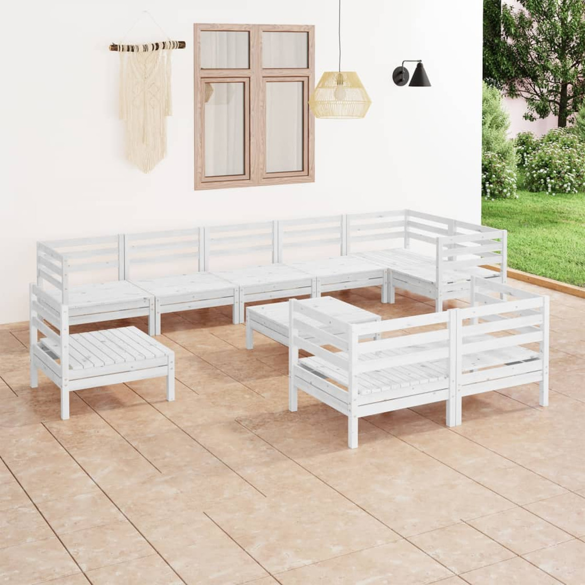 Stuhlset, und Gartentisch- 3082950 VIDAXL Weiß