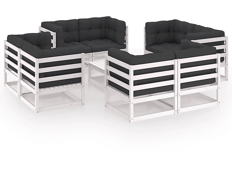 VIDAXL 3076340 Gartentisch- und Stuhlset, Weiß | Gartenmöbel Sets