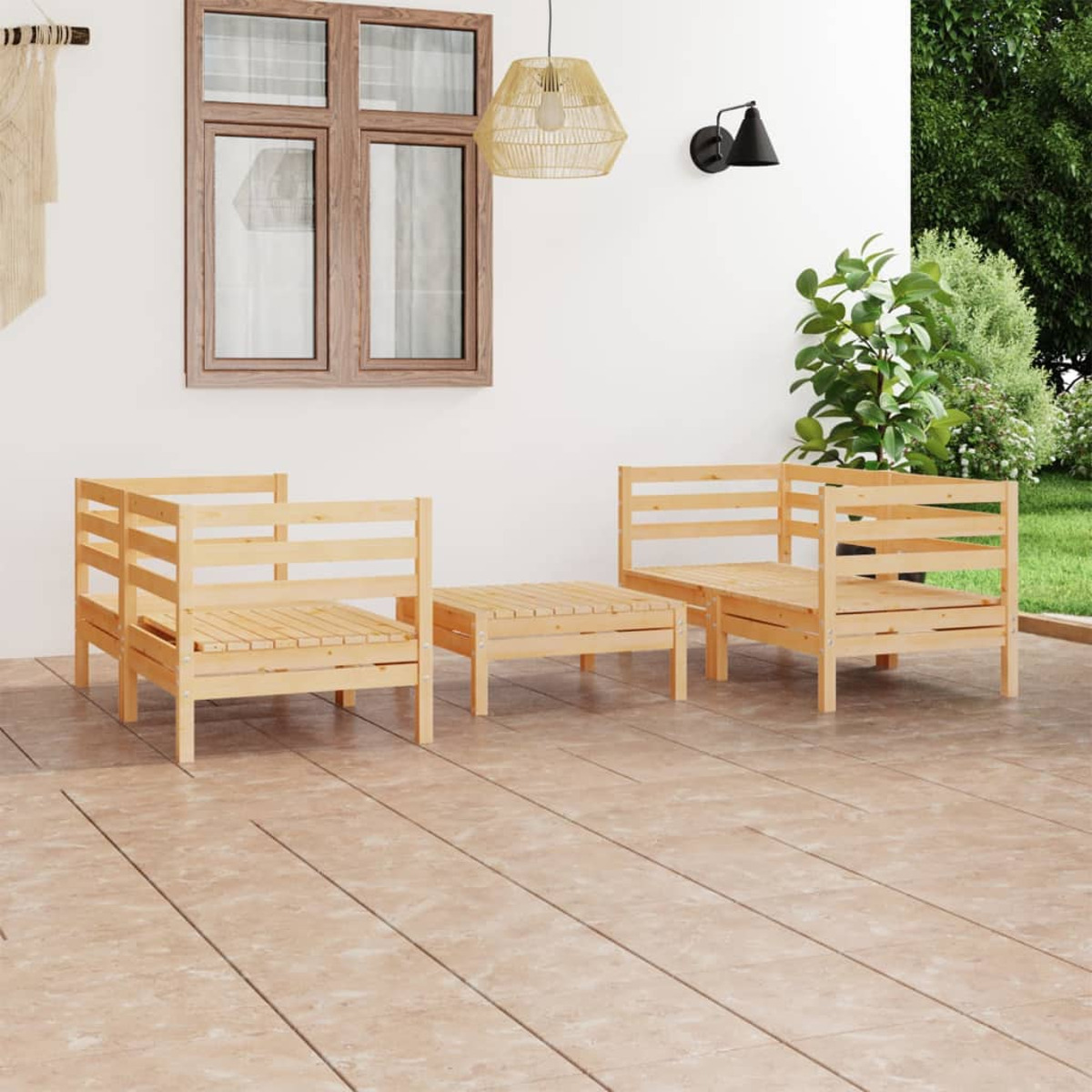 Gartentisch- und 3082397 Stuhlset, VIDAXL Braun