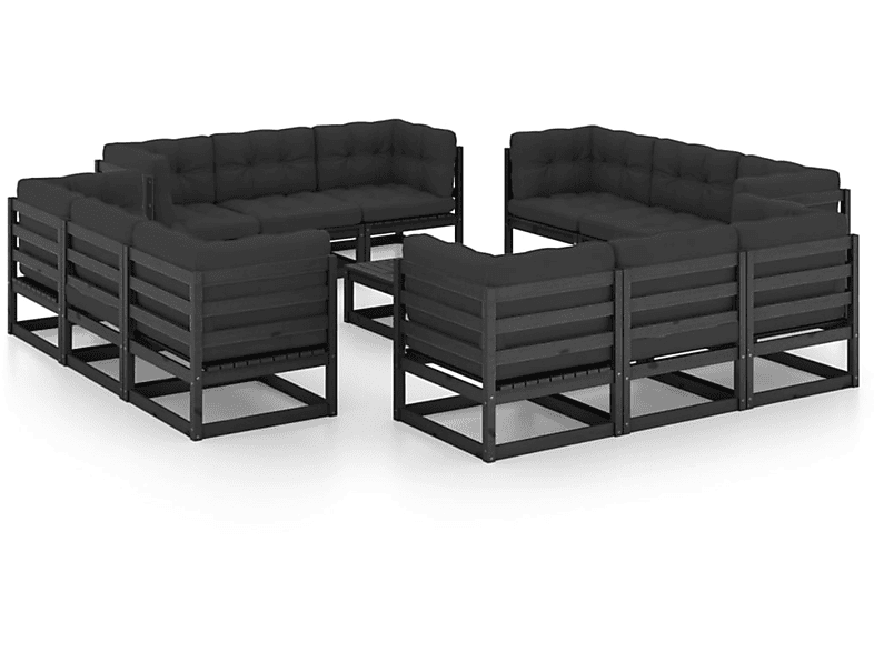 VIDAXL 3076348 Gartentisch- und Schwarz Stuhlset