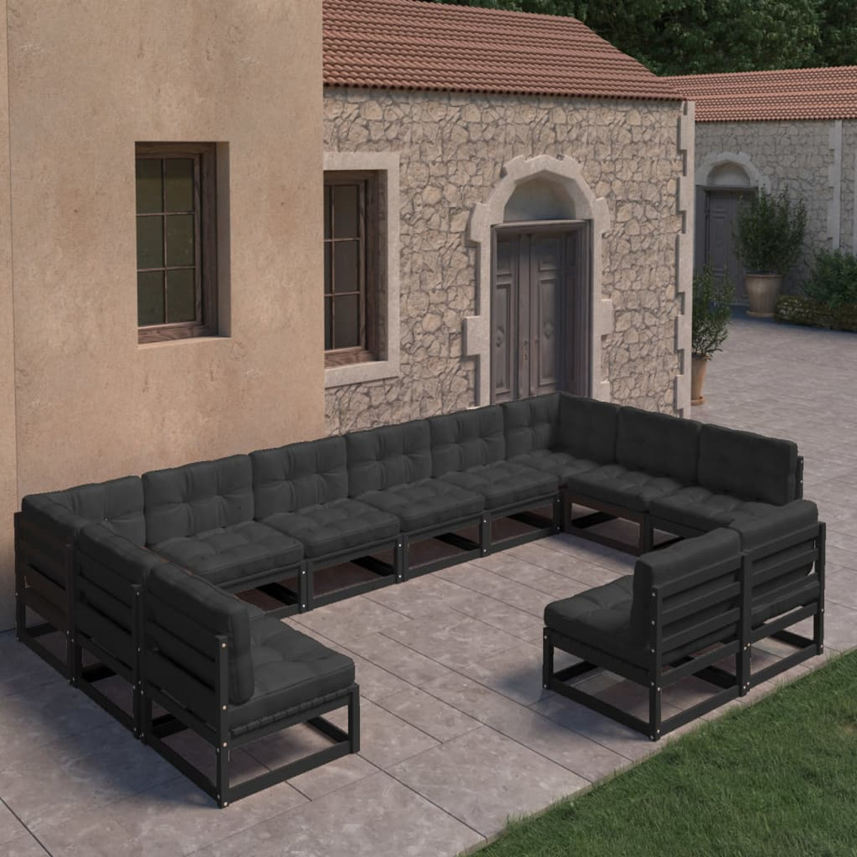 Schwarz Gartentisch- Stuhlset, VIDAXL und 3077238
