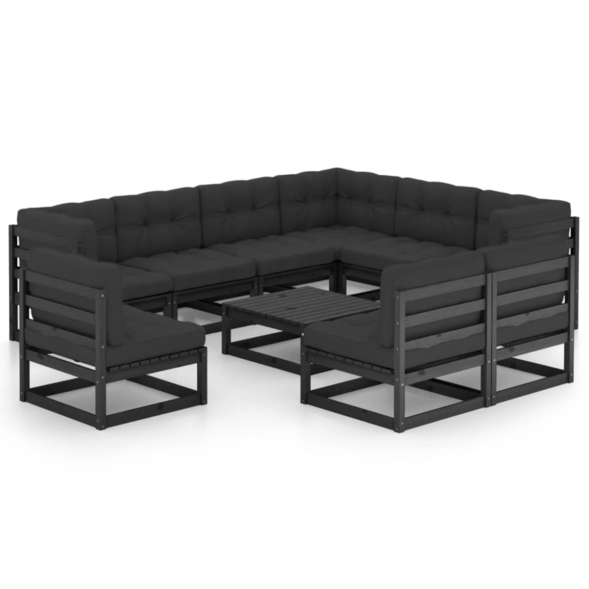 und Stuhlset, Schwarz 3076843 Gartentisch- VIDAXL