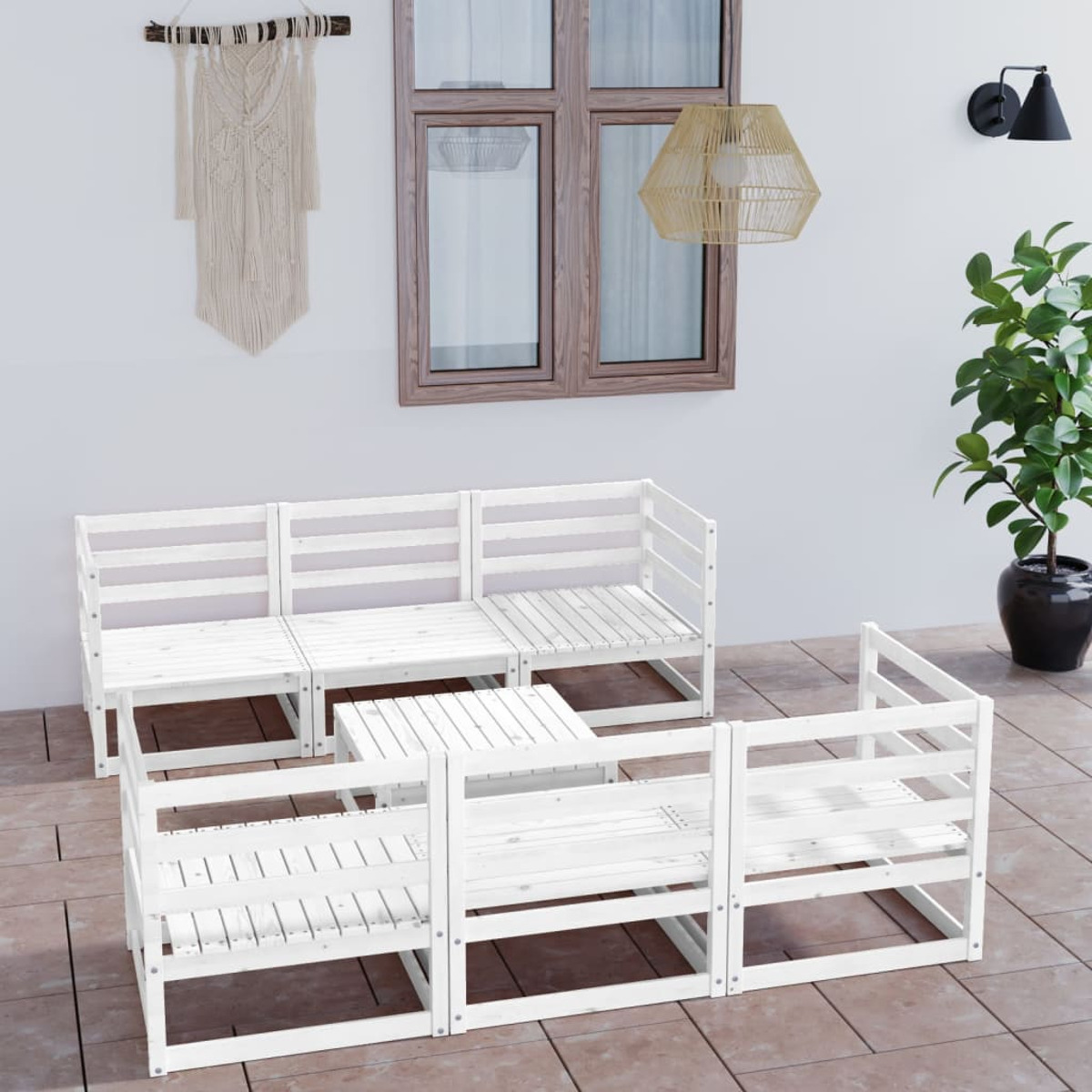 VIDAXL 3075335 Gartentisch- und Weiß Stuhlset