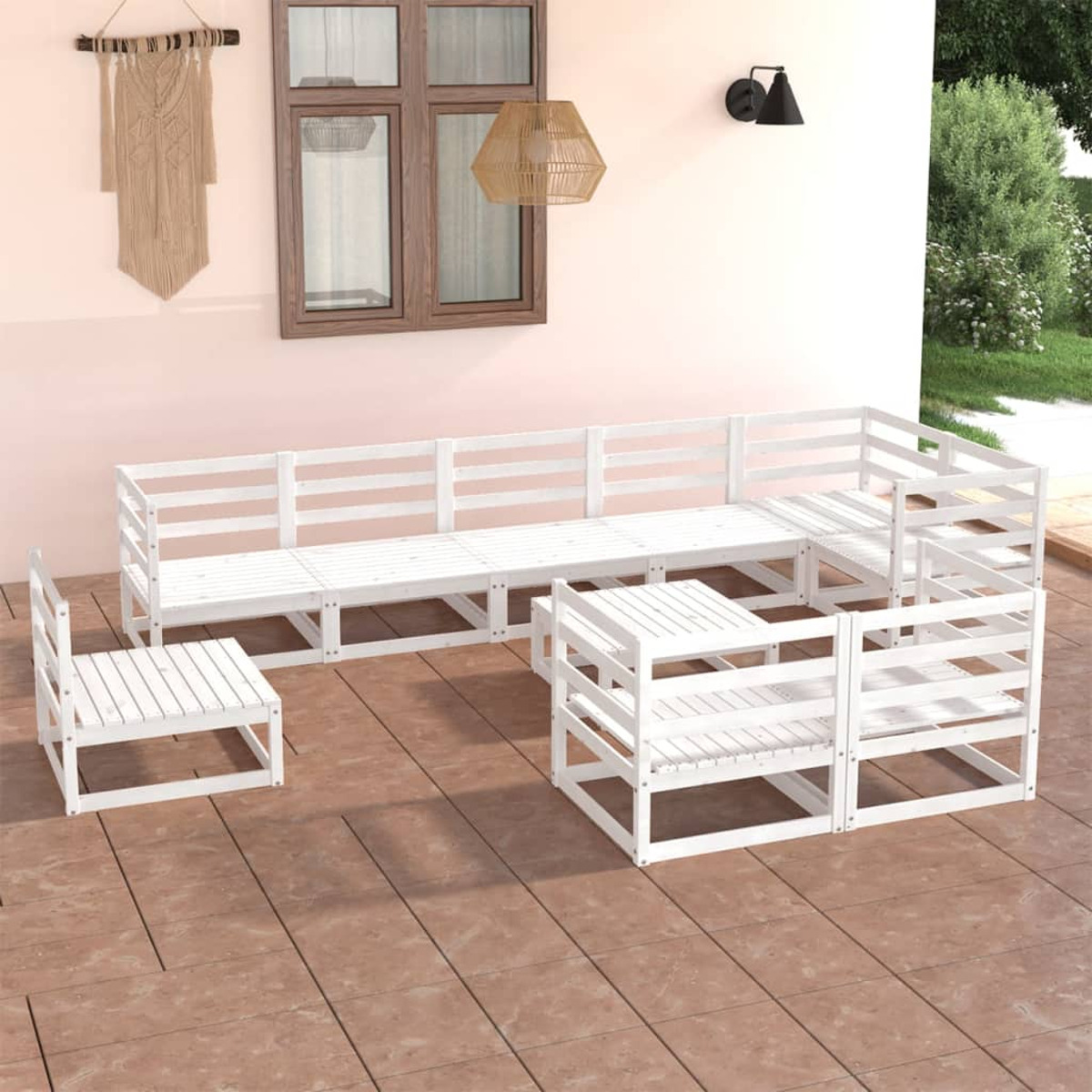 3075680 VIDAXL Stuhlset, Weiß und Gartentisch-