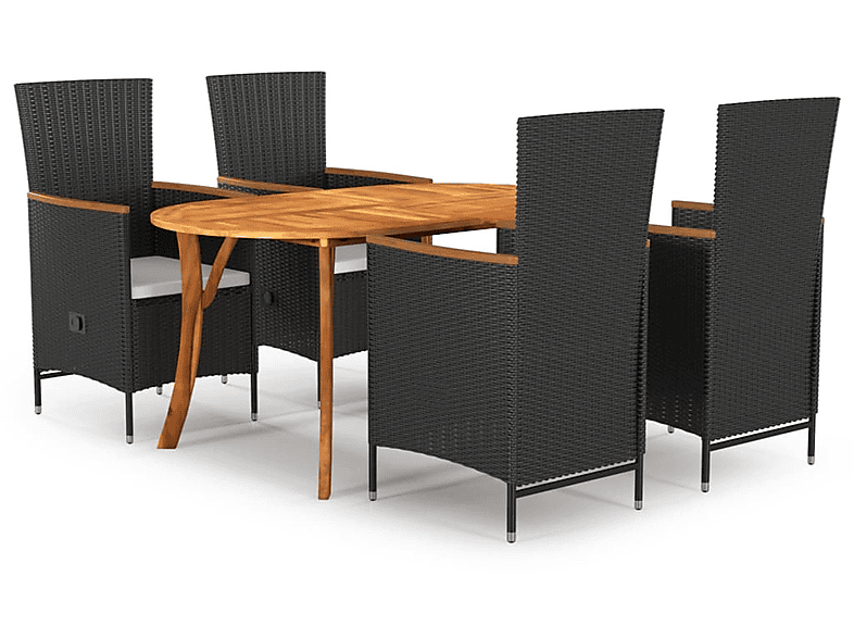 VIDAXL 3072017 Gartentisch- und Schwarz Stuhlset