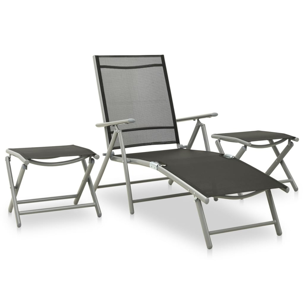 und Gartentisch- Stuhlset, VIDAXL 3070646 Schwarz