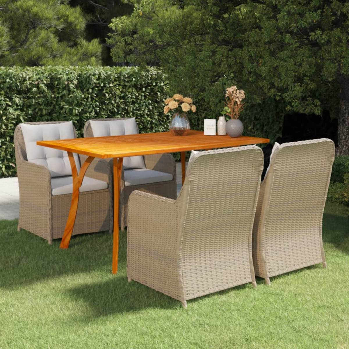 Braun VIDAXL 3072152 Stuhlset, und Gartentisch-