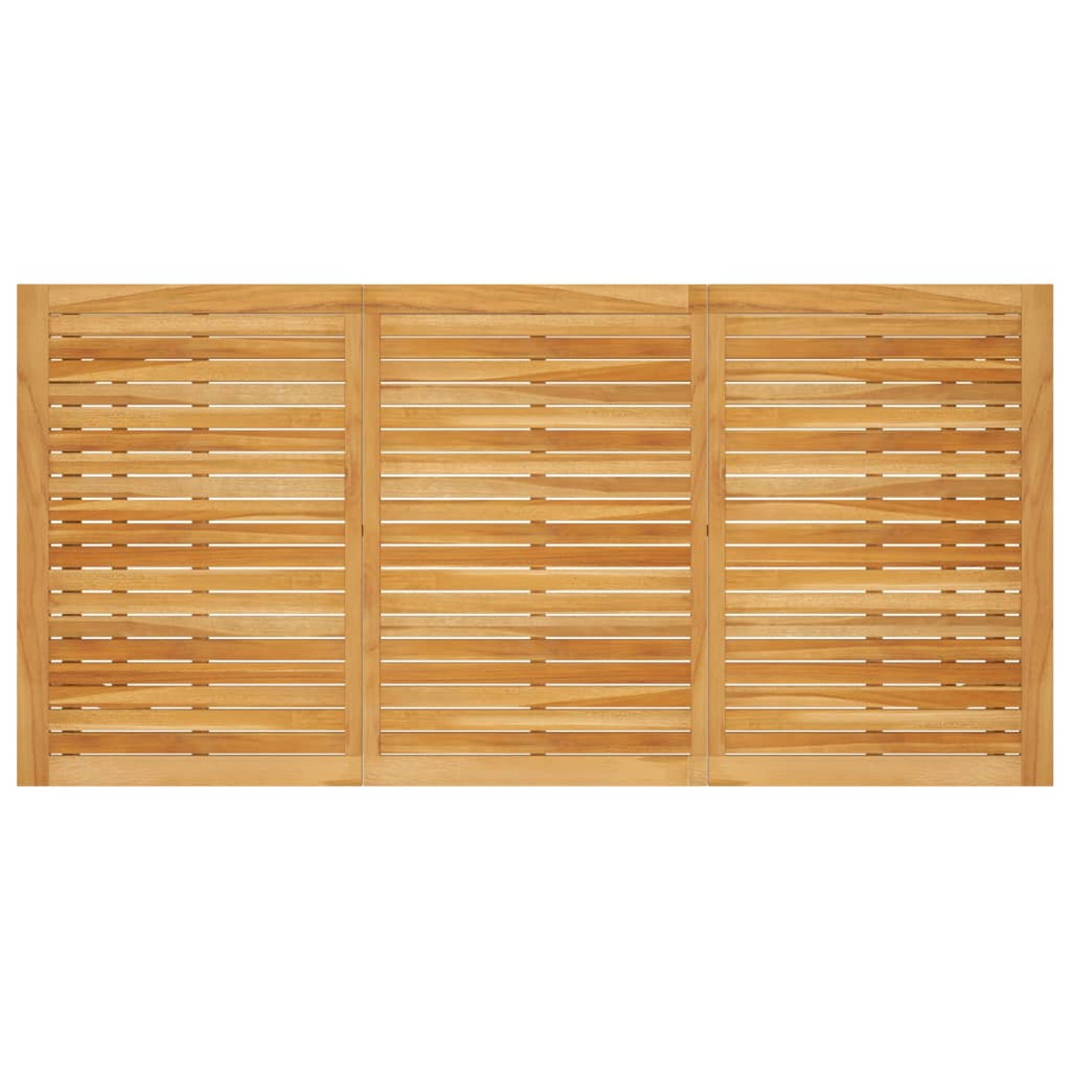 Ein Holztisch mit Lamellen. Er ist aus Holz gefertigt.