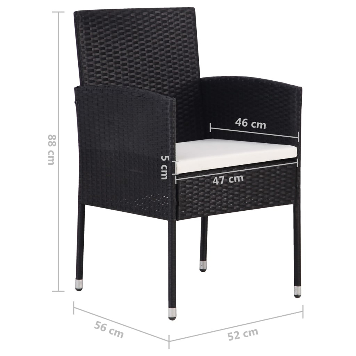 Schwarz Stuhlset, und VIDAXL Gartentisch- 3071916