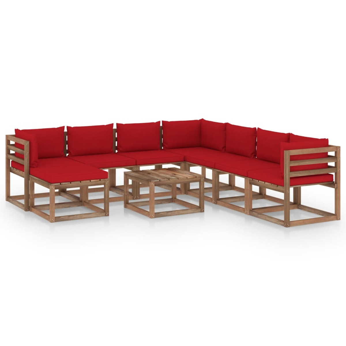 Gartentisch- 3067554 Stuhlset, Rot und VIDAXL