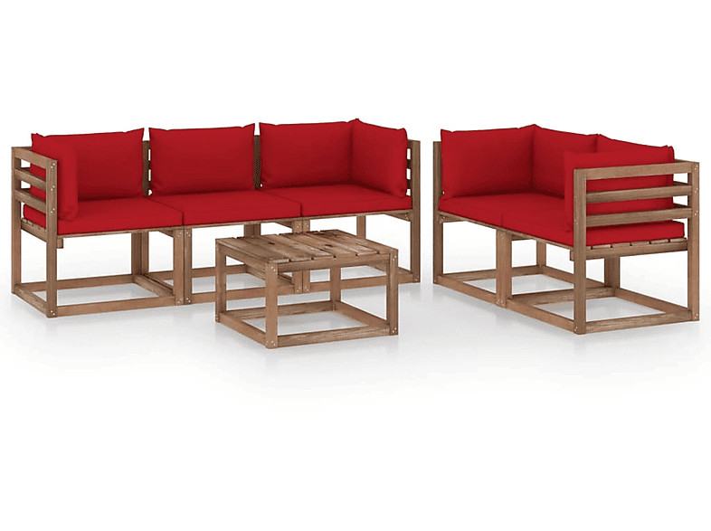 VIDAXL 3067410 Gartentisch- und Stuhlset, Rot | Gartenmöbel Sets