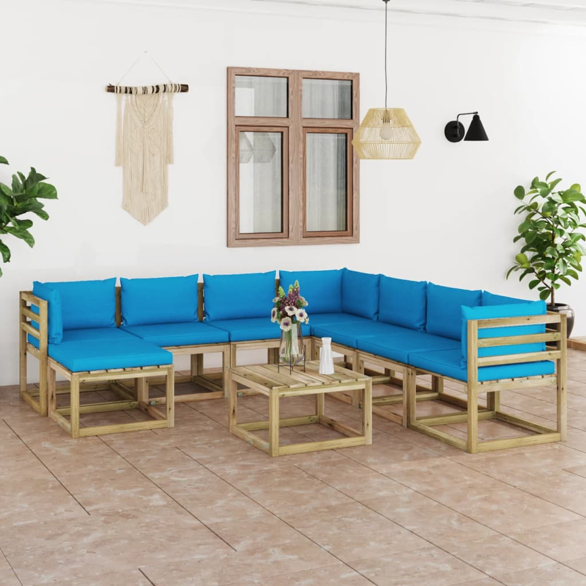 Gartentisch- Stuhlset, und 3065077 Blau VIDAXL
