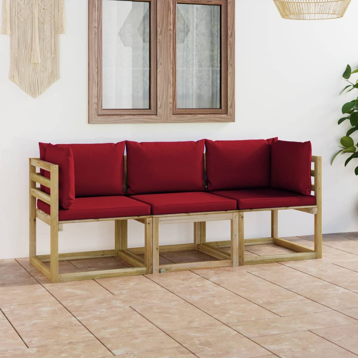 VIDAXL 3065205 Gartentisch- Stuhlset, Rot und